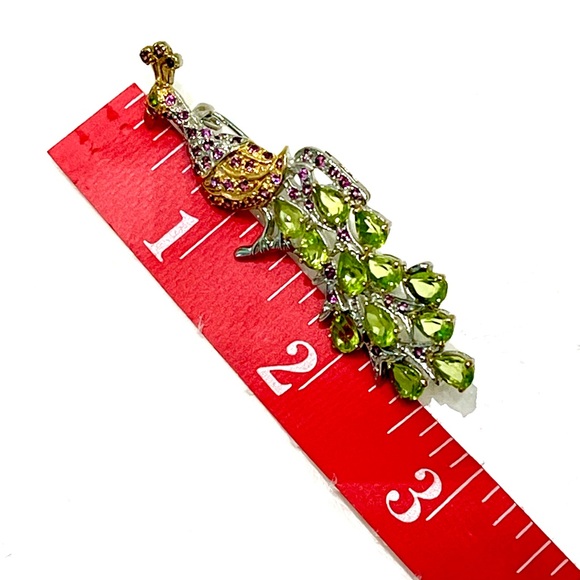 Peridot Garnet 14KGP Brooch - Picture 6 of 6